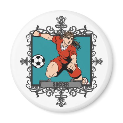 Aggressive Women's Soccer Fridge Magnet by ArtisticMind