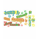 ladies_casual_tshirt - This colorful dog agility tshirt lists many of the actions performed in the sport - jump it, run through it, etc. But the MOST important part of dog agility is to have FUN with it! Remind yourself and others at your agility training classes or while at your next trial. This design is available on many products, including clothing.