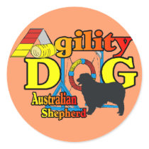 Agility Australian Shepherd Gifts Round Stickers