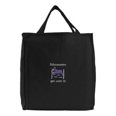 Agility Bar Jump Schnauzer Embroidered Tote Bag by MenagerieMayhem