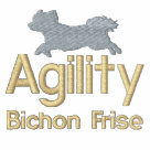 ladies_zip_sherpa_hoody - This unique embroidered dog agility shirt has a tan silhouette of a Bichon Frise jumping over the word "Agility." Underneath is printed the breed name. High-quality Bichon Frise jacket shows your love for the sport of dog agility - and your cute canine!