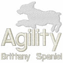 Agility Brittany Spaniel Women's embroidered shirts by MenagerieMayhem Agility Brittany Spaniel Women's embroidered shirts