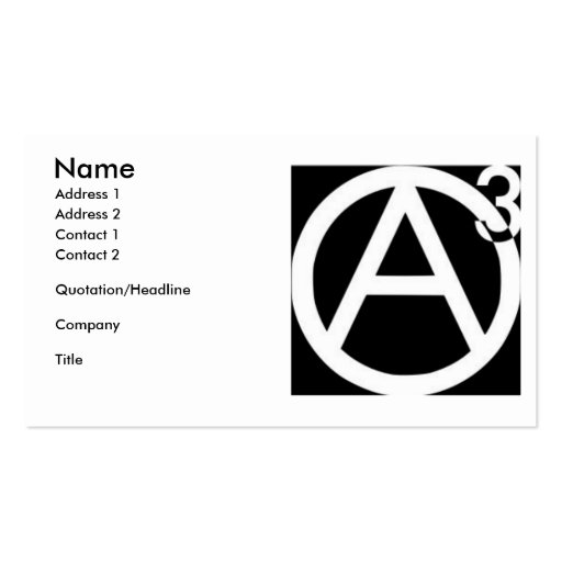 Agorist business cards (front side)