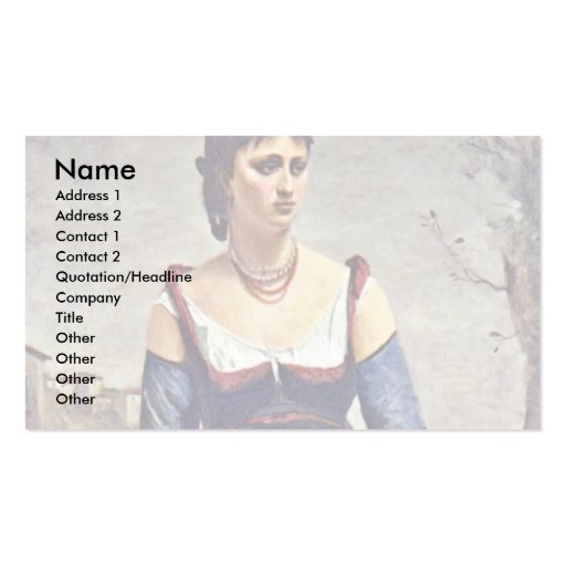 Agostina The Italian By Corot Jean-Baptiste-Camill Business Card Templates (front side)