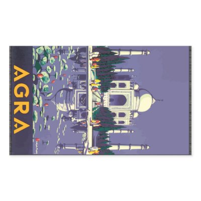 Agra, Vintage Rectangle Stickers by TravelTime