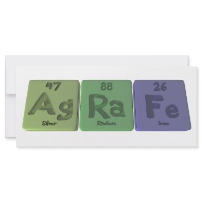 Agrafe-Ag-Ra-Fe-Silver-Radium-Iron Personalized Rack Card by ChemicalWords