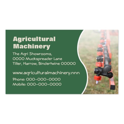 Agricultural crop sprayer business card (front side)