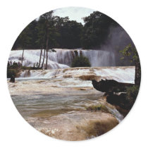 Agua Azul Waterfalls, Chiapas State, Mexico Round Stickers