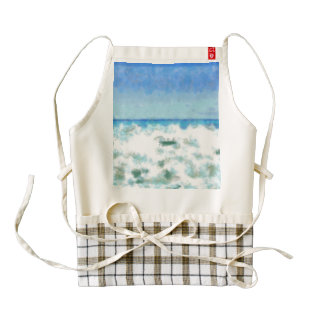 Agua espumosa blanca cerca de la playa delantal zazzle HEART