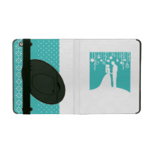 Aguamarina y siluetas blancas del boda de novia y  iPad protector