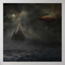 imaginative, suprise, fly, mysterious, artwork, adventure, flying, illustration, rain, digital realism, landscape, cool, mood, fantasy, amazing, surreal, art, baloon, sea, awesome, gift, digital art, unique, surreal art, atmospheric, eerie, something, houk, school, bestseller, best selling, surrealism, Poster with custom graphic design