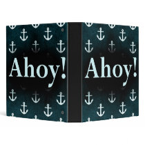 Ahoy! Anchor Pattern Design Dark Blue 3 Ring Binder