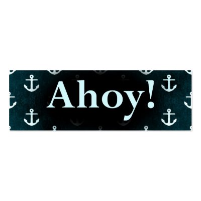 Ahoy! Anchor Pattern Design Dark Blue Business Cards by CardsForAll