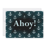 Ahoy! Anchor Pattern Design Dark Blue Announcements