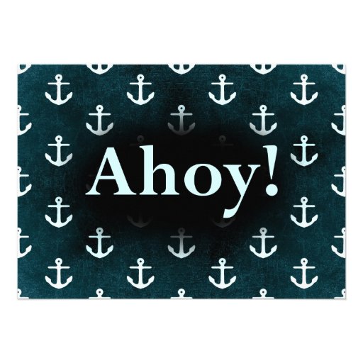 Ahoy! Anchor Pattern Design Dark Blue Announcements