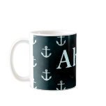 Ahoy! Anchor Pattern Design Dark Blue Mugs