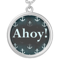 Ahoy! Anchor Pattern Design Dark Blue Custom Jewelry