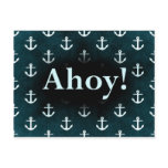 Ahoy! Anchor Pattern Design Dark Blue Postcard