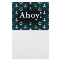 Ahoy! Anchor Pattern Design Dark Blue Personalized Stationery