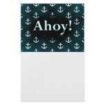 Ahoy! Anchor Pattern Design Dark Blue Personalized Stationery