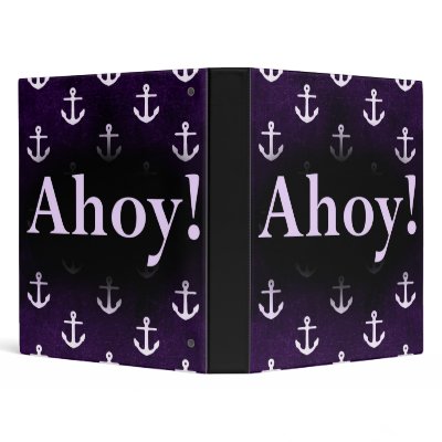 Ahoy! Anchor Pattern Design Dark purple 3 Ring Binder by CardsForAll