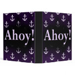 Ahoy! Anchor Pattern Design Dark purple binders