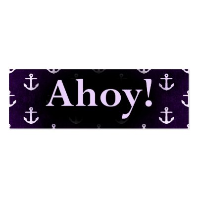 Ahoy! Anchor Pattern Design Dark purple Business Card by CardsForAll