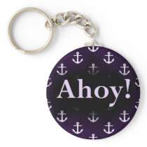 Ahoy! Anchor Pattern Design Dark purple Key Chain