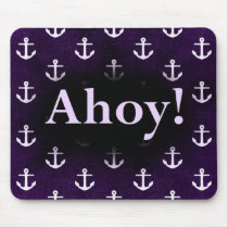 Ahoy! Anchor Pattern Design Dark purple Mouse Pad