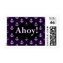 Ahoy! Anchor Pattern Design Dark purple Stamps
