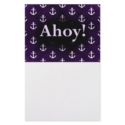 Ahoy! Anchor Pattern Design Dark purple Customized Stationery by CardsForAll