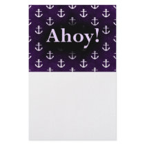 Ahoy! Anchor Pattern Design Dark purple Customized Stationery