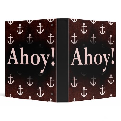 Ahoy! Anchor Pattern Design Dark Red 3 Ring Binder by CardsForAll
