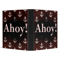 Ahoy! Anchor Pattern Design Dark Red 3 Ring Binder