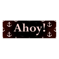 Ahoy! Anchor Pattern Design Dark Red Business Card