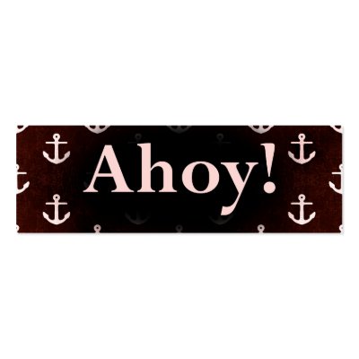 Ahoy! Anchor Pattern Design Dark Red Business Card by CardsForAll