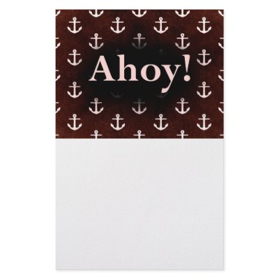 Ahoy! Anchor Pattern Design Dark Red Custom Stationery by CardsForAll