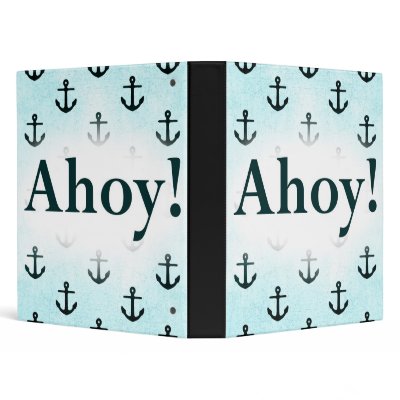 Ahoy! Anchor Pattern Design Light Blue 3 Ring Binders by CardsForAll