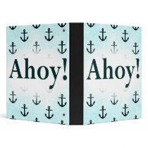 Ahoy! Anchor Pattern Design Light Blue 3 Ring Binders