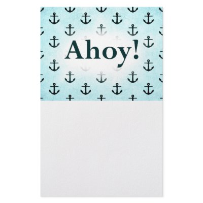 Ahoy! Anchor Pattern Design Light Blue Custom Stationery by CardsForAll