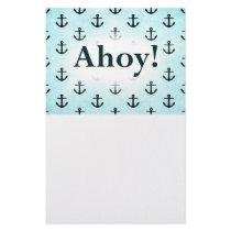 Ahoy! Anchor Pattern Design Light Blue Custom Stationery