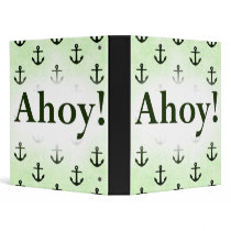 Ahoy! Anchor Pattern Design Light Green Binder