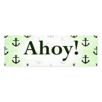 Ahoy! Anchor Pattern Design Light Green Business Card Template