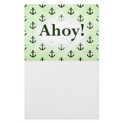 Ahoy! Anchor Pattern Design Light Green Stationery Paper by CardsForAll