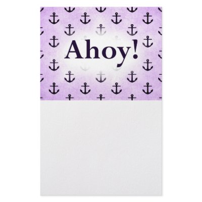 Ahoy! Anchor Pattern Design Light purple Stationery by CardsForAll