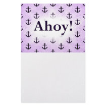 Ahoy! Anchor Pattern Design Light purple Stationery