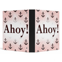 Ahoy! Anchor Pattern Design Pink 3 Ring Binder