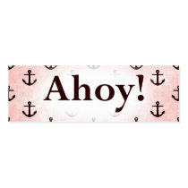 Ahoy! Anchor Pattern Design Pink Business Card