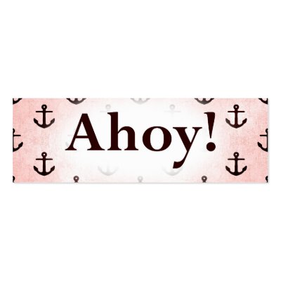 Ahoy! Anchor Pattern Design Pink Business Card by CardsForAll