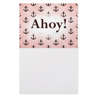 Ahoy! Anchor Pattern Design Pink Stationery Design by CardsForAll